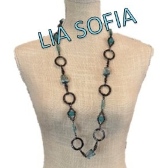Lia Sophia Jewelry Lia Sofia Chain And Aqua Bead Necklace